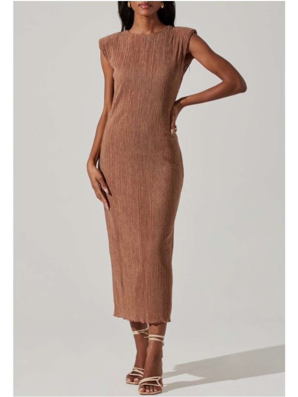 ASTR The Label Plisse Cap Sleeve Dress Medium Whimsigoth Minimalist Coquette